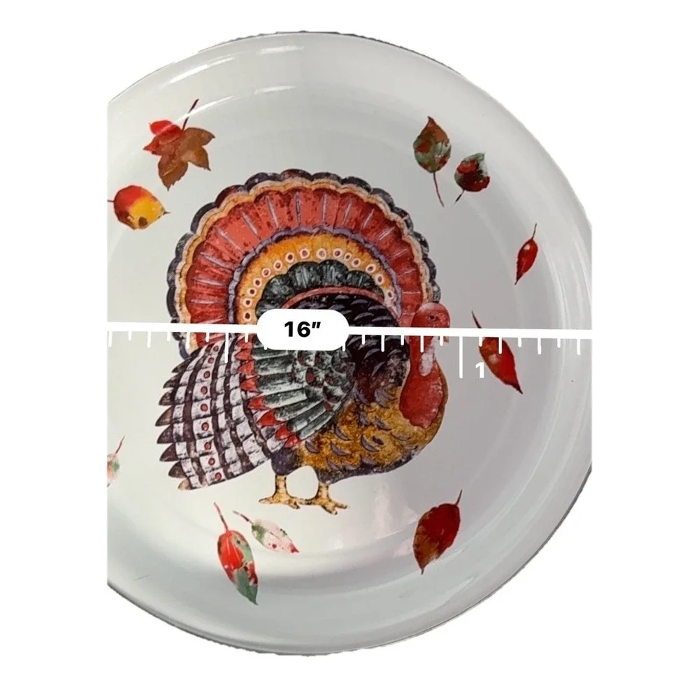 Hallmark Thanksgiving Turkey Platter Serving Dish Large 16 Inch‎ Autumn Leaves